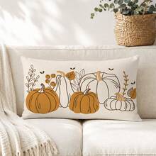 1pc Minimalist Pumpkin Cushion Cover, Single-Sided Printed Skin-Friendly Peach Skin Velvet Material, 30*50/40*60CM Pillowcase For Modern Fabric Sofa Indoor Decoration, Party Decor, Gift Giving - Multicolor - View 4