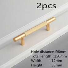 2pcs Modern Aluminum Alloy Gold Cabinet Carved Handles And Drawer Pulls, Wardrobe Door Handles, Furniture Hardware Accessories - Gold - View 11