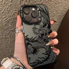 Estuche de teléfono láser elegante con patrón de dragón exquisito, adecuado para iPhone16 15 14 13 12 11 XS XR X 7 8 12/13 Mini Plus Pro Max SE regalo de cumpleaños/Día de San Valentín/novia novio/Pascua Día del Rey. - Multicolor - Ver 3