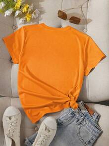 SHENDY VENDY Women's T-Shirt 100% Cotton, Short Sleeve, Round Neck, Soft And Comfortable T-Shirt, Minimalist Red Bow Print - 薑色 - 查看 3