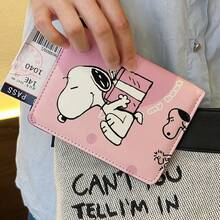 Snoopy 卡通護照夾 多格旅行文件收納夾 多功能便攜卡夾錢包 附現金與銀行卡槽 - 彩色 - 查看 3
