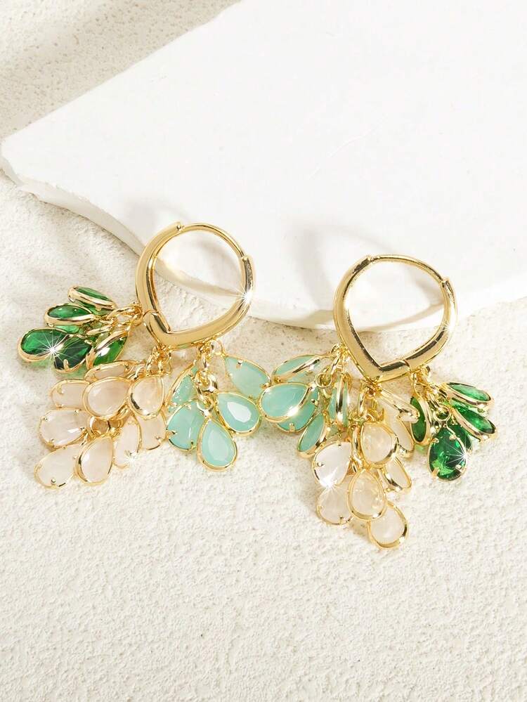 Pendientes Clásicos Minimalistas para Uso Diario, Joyería Impermeable - Pendientes en forma de lágrima color jade - Añade 12