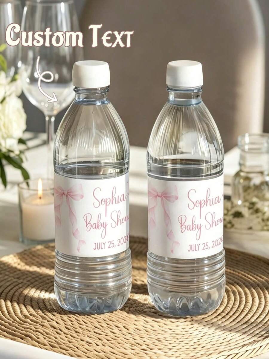 1-30件客製化粉色蝴蝶結水瓶標籤,粉色蝴蝶結1歲生日水瓶標籤,嬰兒洗禮裝飾,生日派對裝飾,生日水瓶標籤貼紙,粉色蝴蝶結女孩生日標籤 - 彩色 - 查看 1