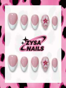 Zysa 10 piezas Uñas Postizas Hechas a Mano Uñas Cortas para Vacaciones de Verano Fiesta de Graduación - Multicolor - Ver 1