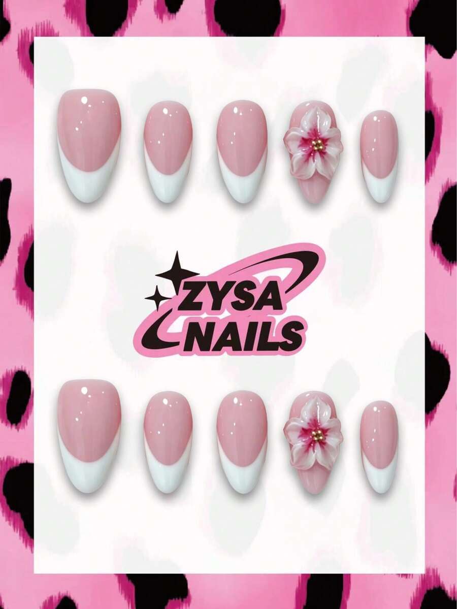Zysa 10 piezas Uñas Postizas Hechas a Mano Uñas Cortas para Vacaciones de Verano Fiesta de Graduación - Multicolor - Ver 1