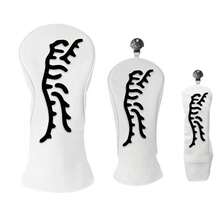 Premium Minimalist Golf Wood Club Headcover, Single-Line Tiger Stripe Embroidery Design, Soft PU Leather Anti-Collision Golf Club Head Cover - White - View 9