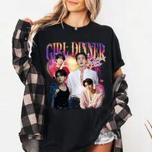 Girl Dinner  Vintage Tee, Fan Shirt. - 黑色 - 查看 1