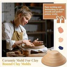 5pcs Wooden Pottery Mold Set Versatile Sizes For Ceramic & Clay Crafting Round Slump Molds For Handbuilding Dishes & Plates - 1 Set - View 6