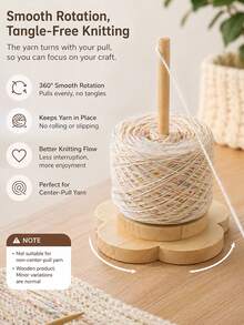1pc Home Yarn Fixing Device, Natural Wood Color Wooden Yarn Unwinding Rack In Rural Style, Desktop Knitting Storage Tool, Suitable For Knitting Enthusiasts, DIY Knitting, Crochet, Embroidery, Home Hand Knitting, Desktop Knitting, Handicraft Studio - Spool - View 3