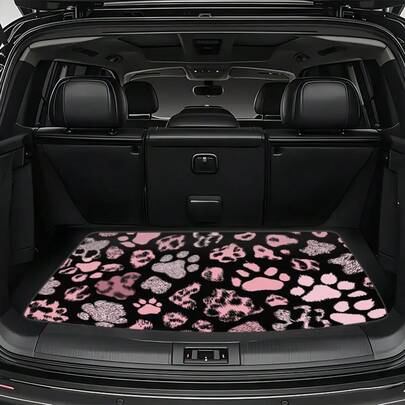 1pc Printed Paw Print Car Trunk Liner/Pet Travel Cargo Mat/Floor Mat, Easy To Clean, Dust-Proof, Scratch-Resistant