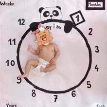 1pc Baby Photography Blanket With Month Numbers, Creative Newborn Photo Prop Background, Milestone Blanket With Creative Felt Frame - Shape - View 2