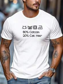 Camiseta de manga corta para hombre con cuello redondo, diseño divertido y estampado casual para el verano - Blanco - Ver 1