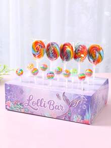 1pc 15-Hole Purple Mermaid Paper Lollipop Display Stand, Mini Lollipop Display Rack, Baby Shower Party Supplies, Mermaid Theme Birthday Party Decoration, Reusable Candy Storage Box, Candy Bar, Wedding Decoration, Baby Shower Paper Lollipop Stand, Home Decor, Kitchen Table Decoration, Cake Stick, Candy Buffet, Gender Reveal Party Decoration, Birthday Party Supplies, Birthday Gift, Party Favors - Purple Mermaid - View 5