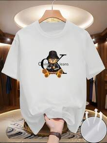 Nueva Camiseta de Cuello Redondo para Hombre, Camiseta Ligera con Estampado a la Moda, Transpirable y de Secado Rápido, Ropa para Hombre que No se Descolora, Camiseta de Secado Rápido, Camis - Blanco - Ver 1