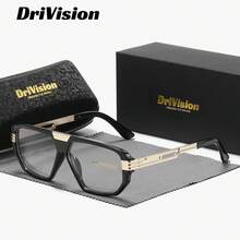 DriVision 1 Pair Unisex Subtle Style Full Frame Plano Glasses Exceptional Quality Geometric Frame Plano Glasses - Multicolor - View 1