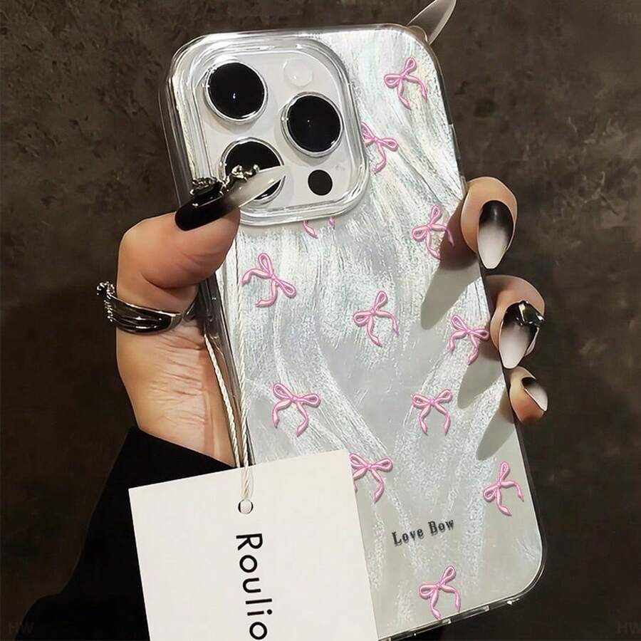 Funda para Teléfono - Elegante Funda Suave con un Pequeño Lazo para iPhone, Incluyendo 7/8 Plus, 16 Pro y 14 Pro Max, Diseñada para Parejas y Disponible en Varios Estilos para Protección Contra Caídas. - Multicolor - Ver 1