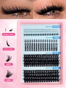 Rikuaild 15 Rows 308 Pieces Mixed False Eyelashes, C/D Curl Single Cluster Lashes, Cartoon Lashes With Pointed Tips And Bases, Enlarging Eye Effect, Suitable For Daily Wear - C/D MIX - View 7