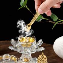 Juego de Quemador de Aromaterapia de Loto de Cristal de Diamante de Lujo - Hecho de Cristal Transparente Natural, Incrustado con Decoración Exquisita Chapada en Oro, con Vidrio Resistente al Calor Incorporado. Este Nuevo Modelo de Quemador de Aromaterapia 2026 Se Puede Usar con Velas. Múltiples Juegos Disponibles - Unitalla - Ver 10