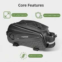 Waterproof EVA Hard Shell Bicycle Rear Pannier Bag, Large Capacity Layered Storage Bike Rack Bag, Can Be Used As One Shoulder Crossbody Cycling Gear Bag - Black - View 7