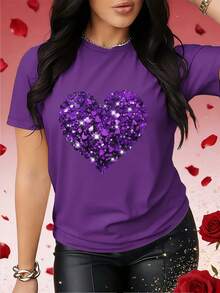 Valentine's Day Sweater With A Heart Print, Perfect For Spring And Fall. This Eye-Catching Short-Sleeved T-Shirt Is Suitable For Holidays, Dates, Parties, And Social Occasions. SCUY - 米色 - 查看 10