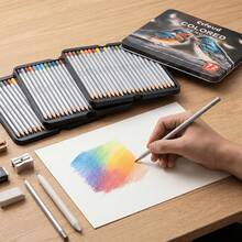 72pcs Oil-Based Colored Pencils Suitable For Drawing, Blending & Shading - Rich Multicolor Wood Pencils With Wood, Durable Color For Artists & Students, Ideal For Blending Effects,For Professional Artistic Use - 72 Colored Drawing Pencils - View 5