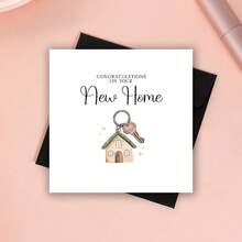 New Home Card, New Home Congratulations Greeting Card, Watercolor House & Key Illustration Housewarming Card, Sweet Minimalist Moving Gift Note Card For Friends Family Couple - Multicolor - View 9