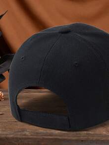 1pc Men's Black Multi-Color Solid Plain Outdoor Casual Fashion Adjustable Size Sun Protection Baseball Cap With Hook And Loop, Suitable For Sports, Daily Wear, Fishing, Team, Camping, Versatile - Multicolor - View 4