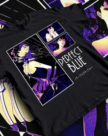 Camiseta de Anime Perfect Blue, Película de Satoshi Kon, Ropa Urbana de Culto Y2K - Negro - Ver 1
