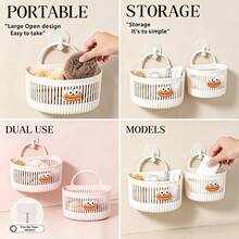 2pcs Kids Bathroom Wall-Mounted Storage Baskets, Drill-Free Multi-Function Shower Caddy - Multicolor - View 4