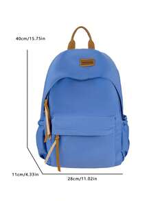 1 pièce Sac à dos étudiant de style universitaire décontracté de couleur unie, sac à dos léger à poches multiples pour l'école, sac à dos grande capacité, convient aux étudiants/diplômés/doctorants, applicable pour la rentrée scolaire, l'apprentissage sur le campus, les courts voyages, le camping en plein air et les sorties décontractées quotidiennes - multicolore - Voir 4