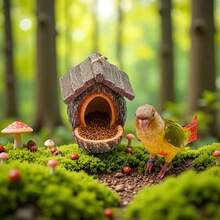 Hanging Bird Feeder Resin Bird House Garden Bird Decor Tree Stump Bird Nest Outdoor Yard Bird Station With Hanging Rope - View 9