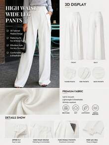 Ins Hot-Selling Casual White High-Waist Wide-Leg Suit Pants, Loose Hip-Covering Floor-Length Casual Trousers - White - View 8