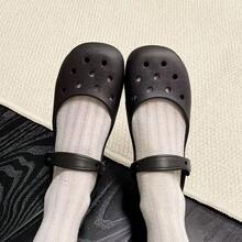 Fashionable Versatile Platform Clogs For Women, Autumn 2026 New Style, Outdoor Wear, Non-Slip Thick Sole, Comfortable, 2-In-1 Slip-On Sandals, Thick Sole Ballet Clogs - Black - View 5
