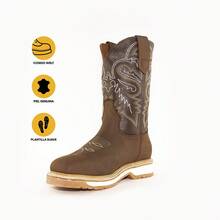Rodeo Cowboy Boot, S/Sierra, Crazy Purepecha Leather - Coffee - View 4