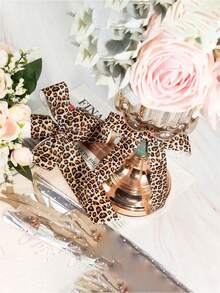 1 Roll 5 Yards Leopard Print Ribbon, Jungle Hunting Pattern, Suitable For Gift Wrapping, DIY Crafts, Hair Bows, Party Decoration, Wreaths, Perfect For Jungle Theme Birthday, Hunting Theme Party, Bachelor Party, Graduation Ceremony - Multicolor - View 6