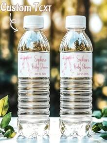 1-30件客製化粉色蝴蝶結水瓶標籤，粉色蝴蝶結1歲生日水瓶標籤，嬰兒洗禮裝飾，生日派對裝飾，生日水瓶標籤貼紙，粉色蝴蝶結女孩生日標籤 - 彩色 - 查看 5
