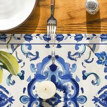 Camino de mesa de poliéster, patrón de porcelana azul con estampado floral de flor de limón y limón simple, impermeable, resistente al calor y lavable, decoración de camino de mesa para mesa de comedor, para decoración de mesa y prevención de polvo - Multicolor - Ver 7