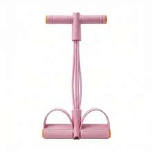 6-Tube Foot Pedal Resistance Band, Portable Sit-Up Pull Rope Elastic Abdominal Trainer, Multifunctional Leg Waist Arm Workout Fitness Equipment For Home Yoga Slimming Training - Pink Upgraded Version - 6-tube - View 5