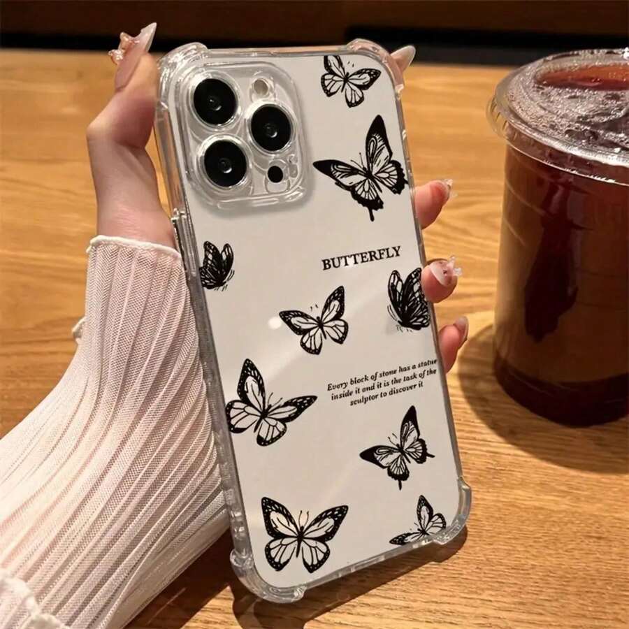 Fundas para celular de moda 2026Mariposa-(13) Compatible con 16/16 Pro/16 Plus/16 Pro, 15/11, Estuche de teléfono con almohadilla de aire de cuatro esquinas transparente, resistente a caídas, sólido y duradero, resistente a golpes y huellas dactilares, un regalo perfecto para parejas, amigos y familiares.17 17promax. - transparente - Ver 1