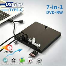 7-In-1 USB3.0 Type-C External DVD CD Drive, Optical Burner With USB Hub & Card Reader - View 6