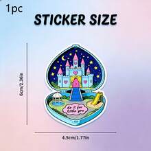 1/2/5pcs "Do It For Little You" Sticker,Cute Heart Locket Princess Castle Design, Cute Funny Durable Sticker,Girls Aesthetic Decor,Perfect For Laptop ,Notebook, Cup ,Desk ,Luggage - A - View 14