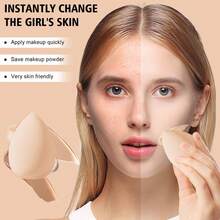 50Pcs/6pcsMulti Color Pink Nude Brown Makeup Sponge & Velvet Powder Puff Set Dry Wet Dual Use Cosmetic Blending Sponge Triangle Round Mini Puff For Foundation Concealer Loose Powder Makeup Tools - Apricot - View 5