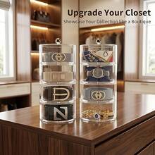 Round Transparent Acrylic Storage Box, Round Leather Strap Storage Box, Watch Storage Box, Display Box, Stackable, Suitable For Back-To-School Season And Holiday Gifts. - View 3