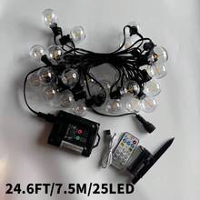 戶外太陽能串燈附遙控器,LED防碎燈泡太陽能燈,可調光懸掛燈,適用戶外後院派對、露營、涼亭、戶外裝飾、花園裝飾、房間裝飾,萬聖節,1200mAh - 太陽能款 - 查看 17