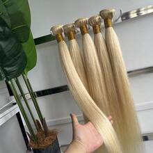 BINF 613直髮束 金色直髮巴西處女人髮接髮 女用日常使用 雙層髮束 不掉髮 - S613 - 查看 2