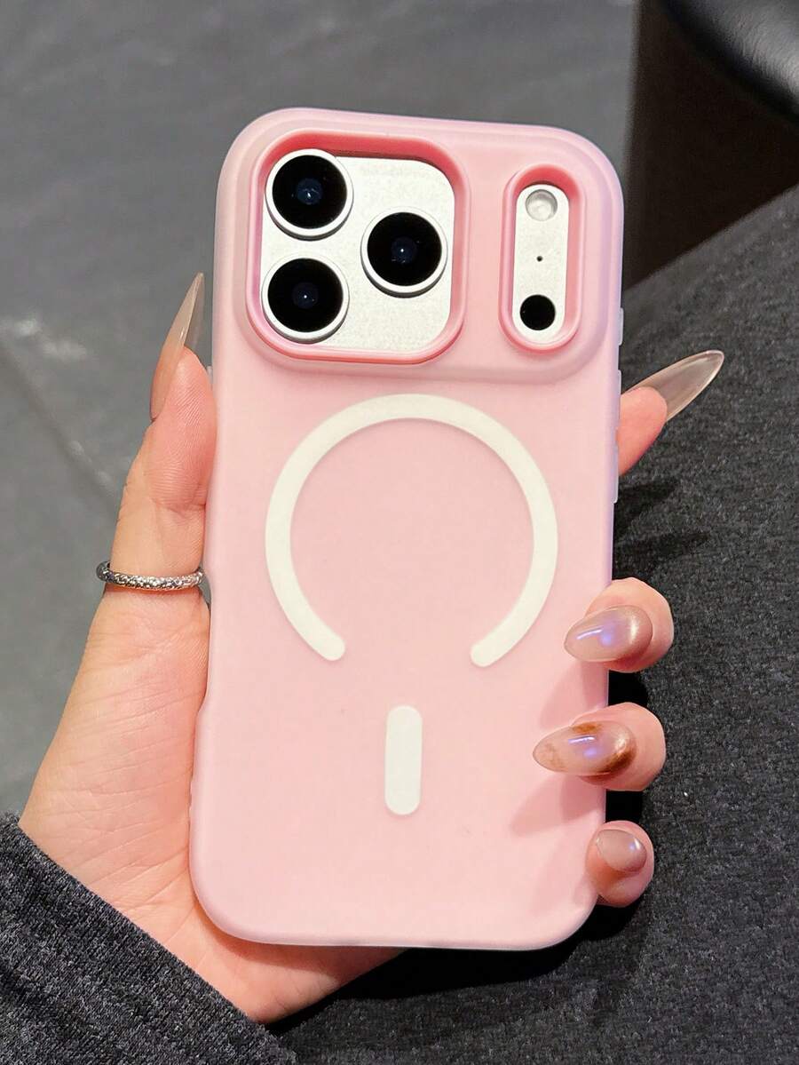 1pc Luxury Matte Dopamine Jelly Magnetic Phone Case Compatible With IPhone 16 15 11 12 13 14 17 Pro Max Plus 17 AIR Anti-Drop Protective Case Magnetic Wireless Charging Phone Case - Pink - View 1