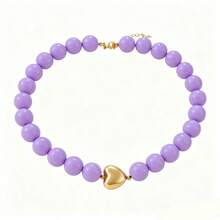 1pc Bohemian Flirty Style Creative Fashion Elegant Exquisite Luxurious Minimalist Light Luxury Sweet High-Quality Copper Heart Beaded Pendant Necklace, Jewelry Gift For Women, Sisters, Couples, Prom, Graduation, Suitable For Daily Wear, Dating, Party, Holiday, Summer Beach Vacation - Multicolor - View 9