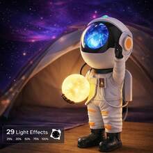 Astronaut Galaxy Projector Night Light With Dimmable Moon Lamp, Remote Control, Timer, Adjustable Brightness, Space Room Decor Gift For Kids & Adults - Holding the Moon White - View 1