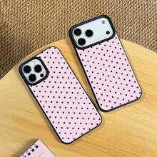 1pc Black Polka Dot UV Printed Pattern Design Leather Texture Phone Case - Multicolor - View 5