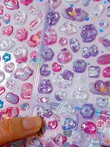 Cute Cartoon 3D Embossed Crystal Stickers DIY Laptop Water Cup Phone Case Decorative Stickers - 彩色 - 查看 3